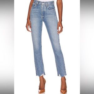 Agolde Riley Highrise straight crop jean size 25 color Haven